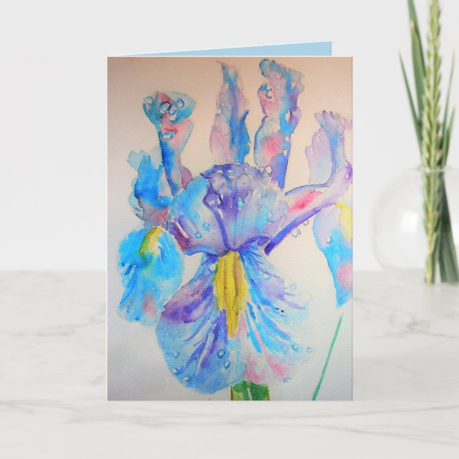 Iris acuarela pintura Art floral Tarjeta de cumple (Anverso)