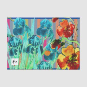 IRIS AZUL CON papel de Tejido MULTI COLOR STRIPTS