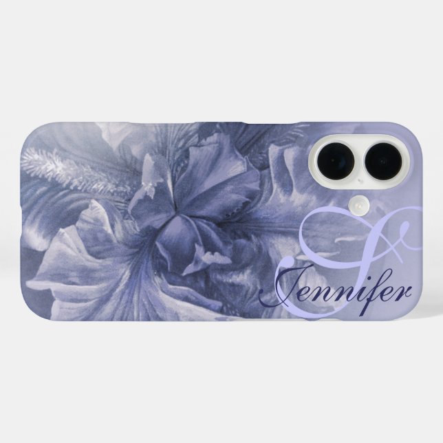 Iris azul floral arte 25.º funda (Reverso (Horizontal))