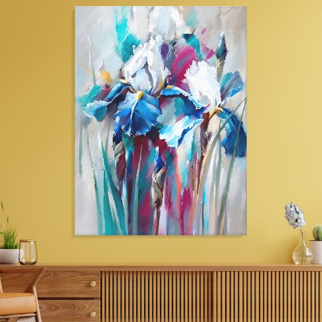 Iris Bloom – Arte floral mural impresionista moder (Insitu (Sala de estar))