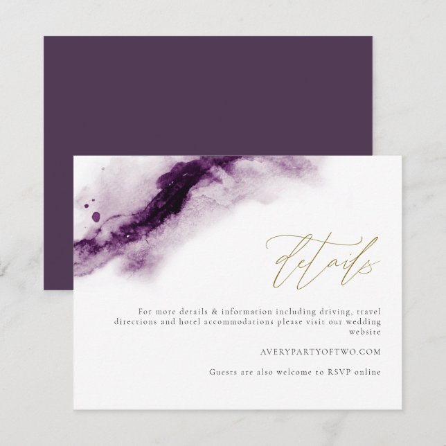 IRIS | Boho Plum Purple Gold Splash Tarjeta de det (Anverso / Reverso)