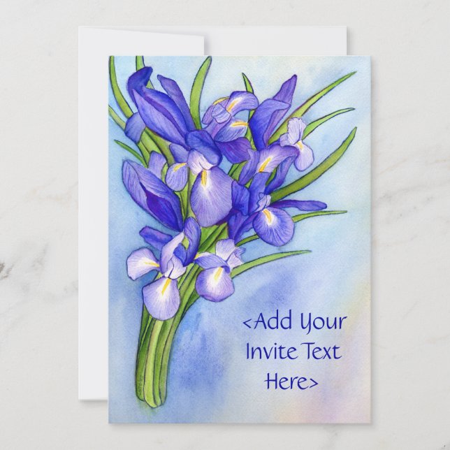 Iris Bouquet Flower Painting Invitación (Anverso)