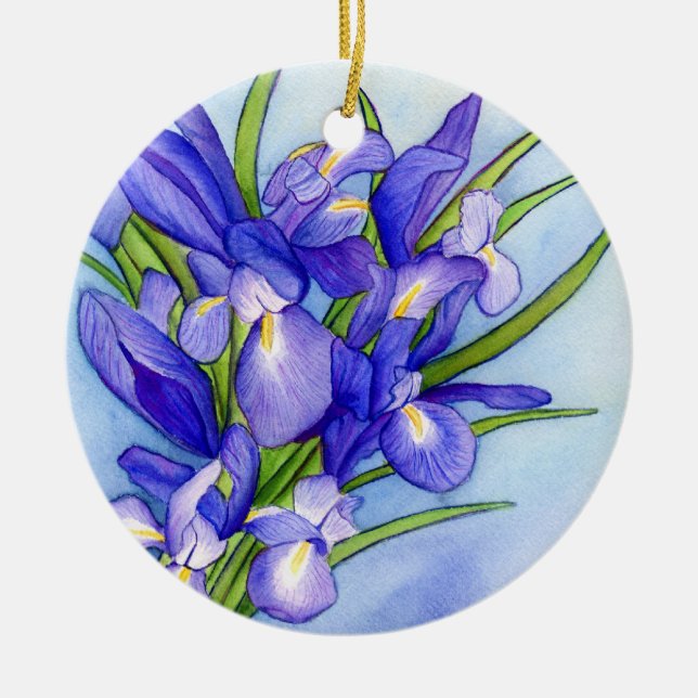 Iris Bouquet Pendant de adorno de pintura de arte (Frente)