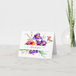 Iris de acuarela morada Tarjeta personalizada de a