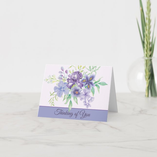 Iris de acuarela morada y azul personalizables (Anverso)