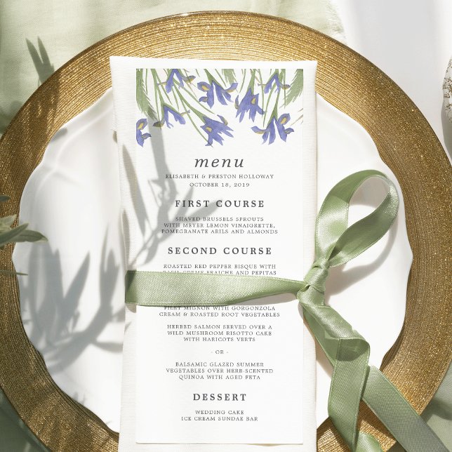 Iris de primavera | Tarjeta de menú de Boda floral (Subido por el creador)