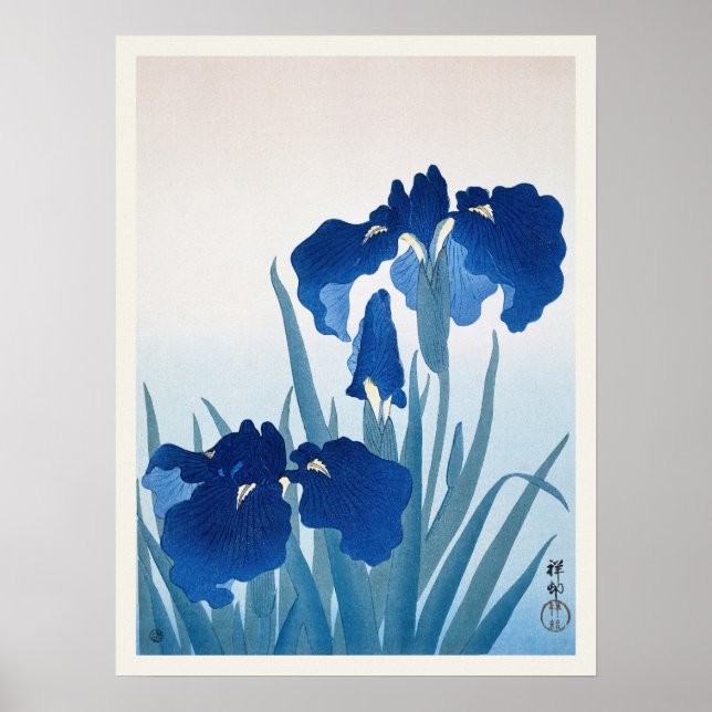 Iris Flowers Ohara Koson Impresión japonesa vintag (Frente)