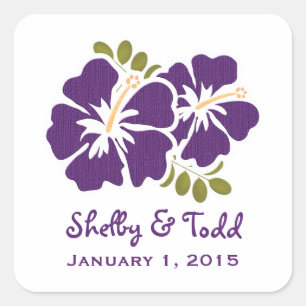 Iris Hibiscus Favor Label Pegatinas