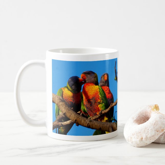 Iris Lorikeet foto taza de café (Con donut)