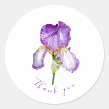 Iris morado brillante Gracias Pegatina redondo clá