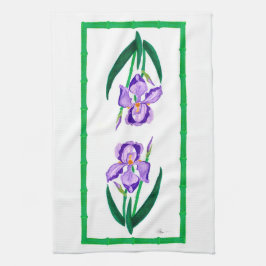 Iris púrpura (ajuste verde) 16" x 24" toalla de