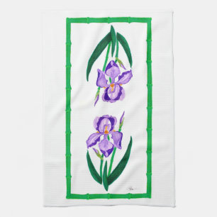 Iris púrpura (ajuste verde) 16" x 24" toalla de