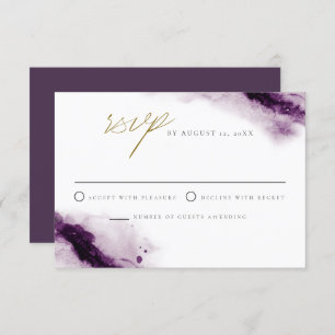 IRIS   Tarjeta RSVP Boho Plum Purple Gold Splash