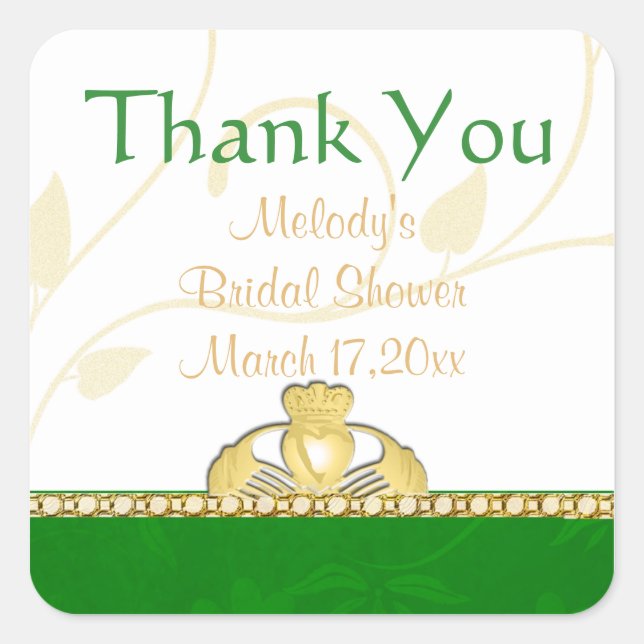 Irish Claddaugh Claddagh Gracias Pegatinas (Anverso)