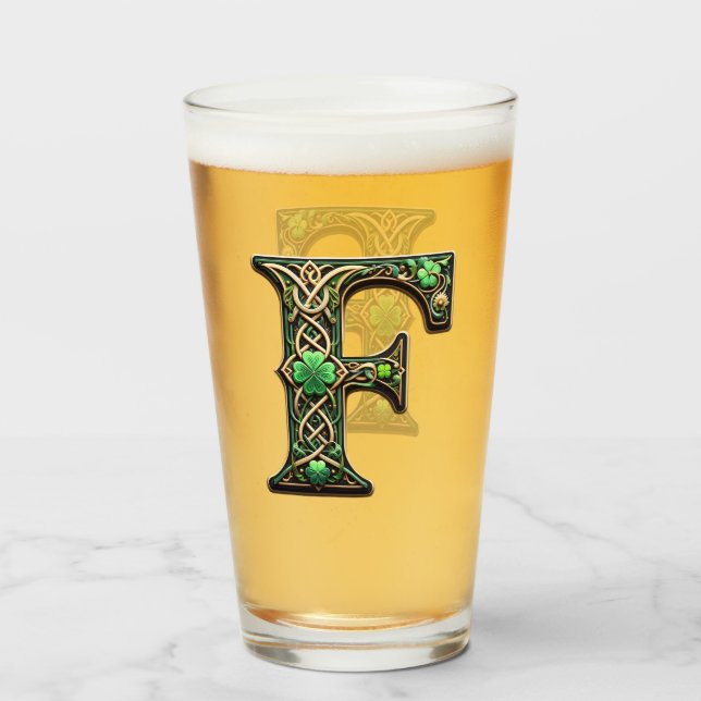 Irish F Monogram Pint Glass (Anverso (lleno))