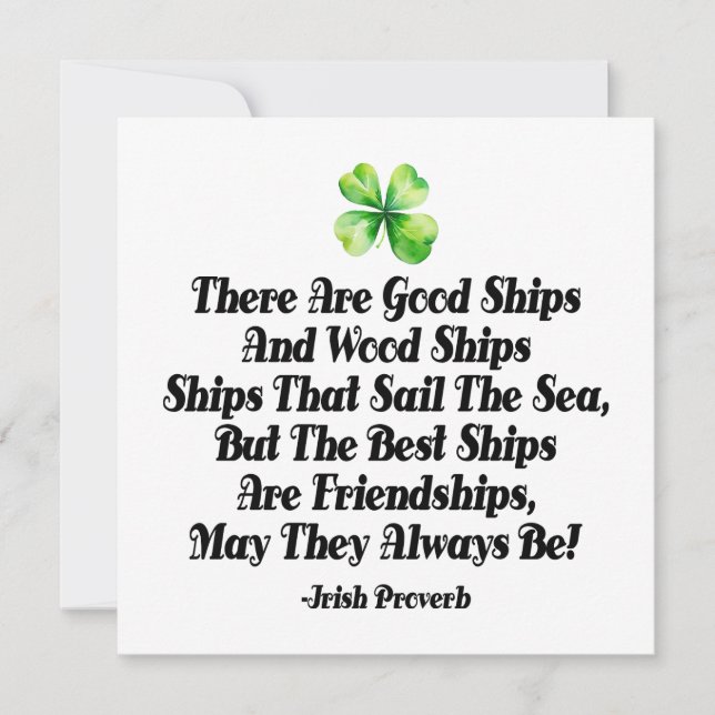 Irish Friendship Ships Proverb Four Leaf Clover  (Anverso)