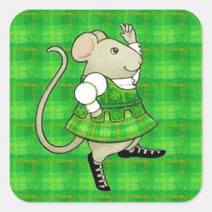 IRISH JIG MOUSE Grandes Pegatinas Cuadrados