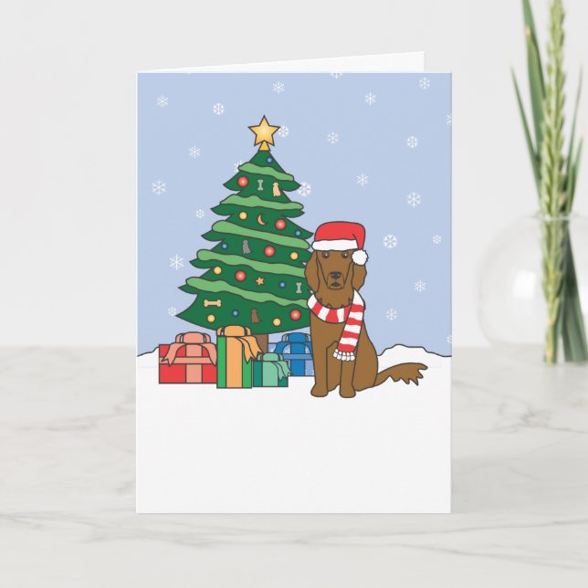 Irish Setter y árbol de navidad (Anverso)