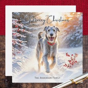 Irish Wolfhound Paseando Perro Navidad Feliz Navid