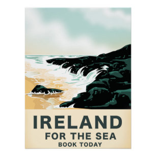Irlanda "Por el Mar" Póster de viaje náutico