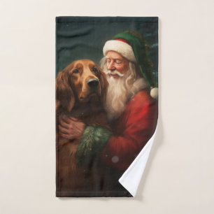 Irlandés Setter Rojo Santa Claus Festivo Navidad