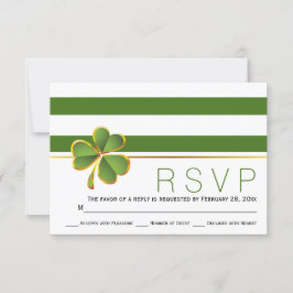 Irlandés trébol verde, rayas blancas boda RSVP