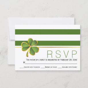 Irlandés trébol verde, rayas blancas boda RSVP