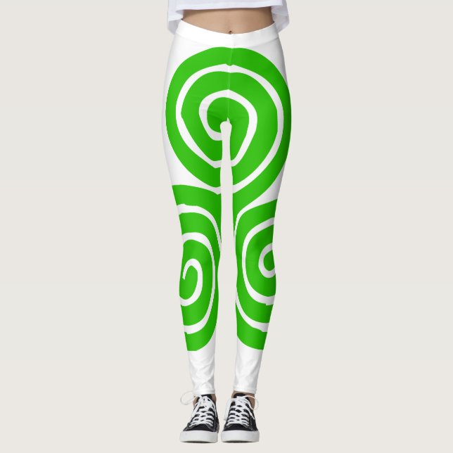 Irlandés Triskel Happy St Patrick White Leggings (Anverso)