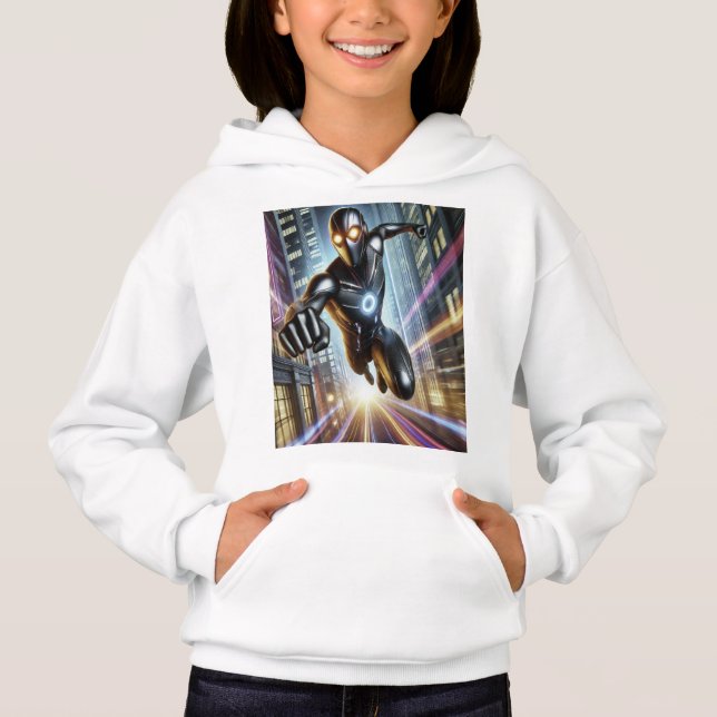Ironman Futurista ciudad Rush Hoodie - Héroe Neon (Anverso)
