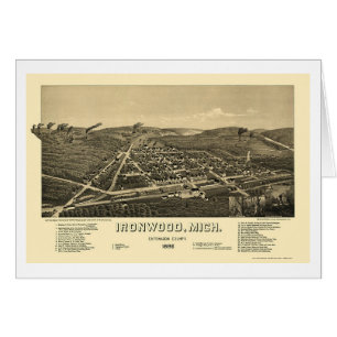 Ironwood, mapa panorámico del MI - 1886