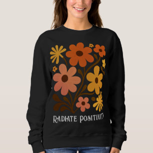 Irradia Positividad Retro Floral Boho Sudadera Neg