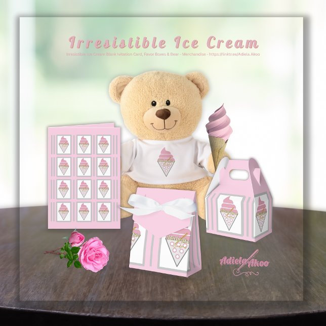 Irresistible caja de favores de helado de Adiela A (Irresistible IceCream Bear, Card n Favor Boxes by Poet Adiela Akoo. SHOP my store 4 fab party favors)