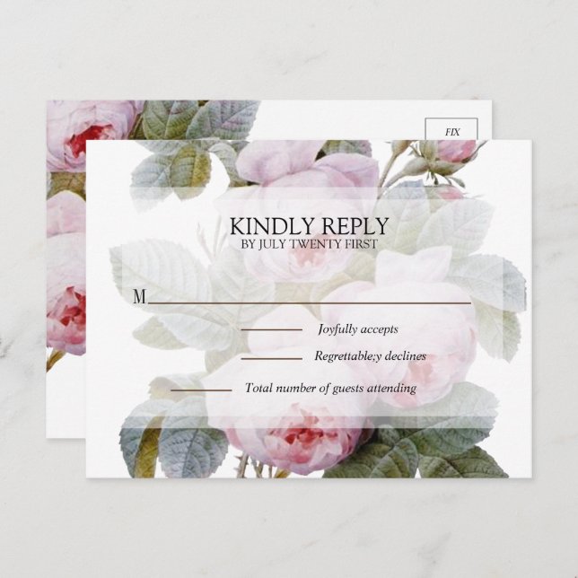 Isabella II, Rosas Vintage Francesas Tarjeta de Re (Anverso / Reverso)