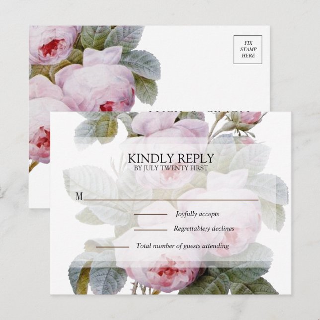 Isabella II, Rosas Vintage Francesas Tarjeta de RS (Anverso / Reverso)