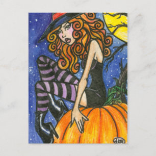 Isabella: Postal de bruja de Halloween de Faerydae