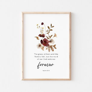 Isaías 40:8 Póster de Escrituras Florales – La Pal