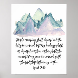 Isaías 54:10, Escritura de acuarela, arte de monta
