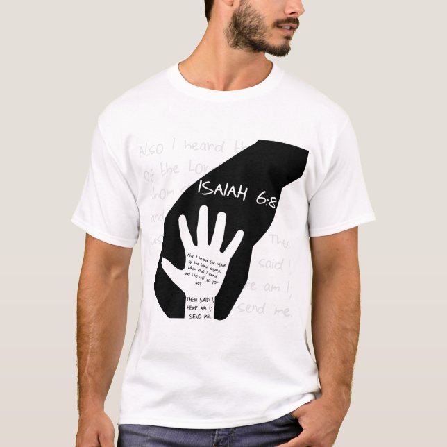 Isaías 6:8 Camiseta de hombres cristianos (Anverso)