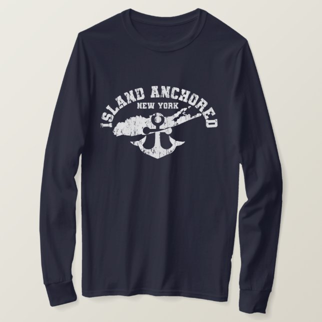 ISLA ANCLADA - Camiseta azul de la marina (Anverso del diseño)