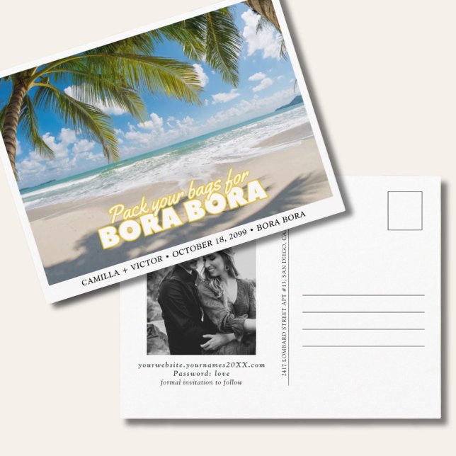 Isla Boda Bora Bora Salva la tarjeta postal de fec (Bora Bora)