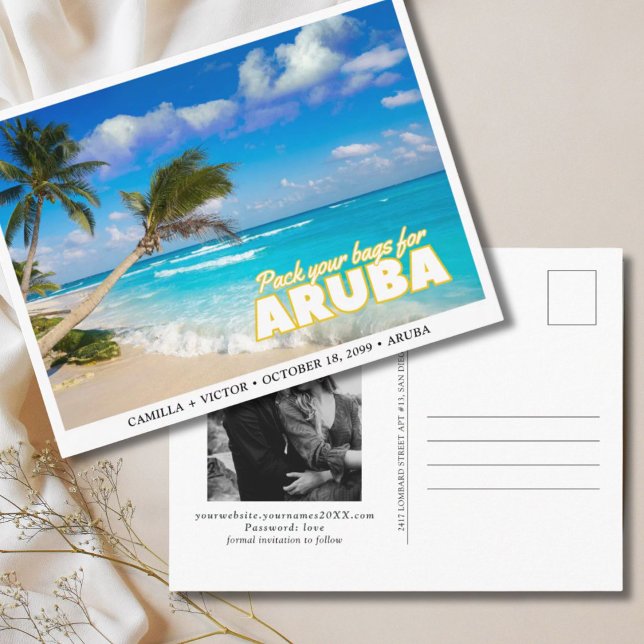 Isla Boda de Aruba salva la tarjeta postal de fech (Aruba Wedding)
