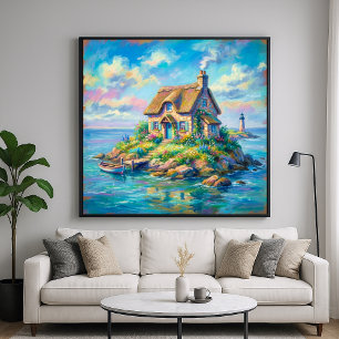 Isla Cottage - Arte con estilo de ilustración past