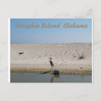 Isla Dauphin, Alabama con postal Blue Heron