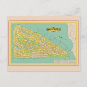Isla Davis Tampa FL Mapa Tarjeta Postal