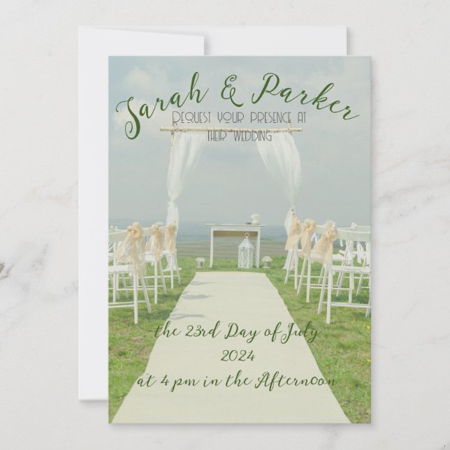 Isla de bodas de playa en la invitación al sol (Anverso)