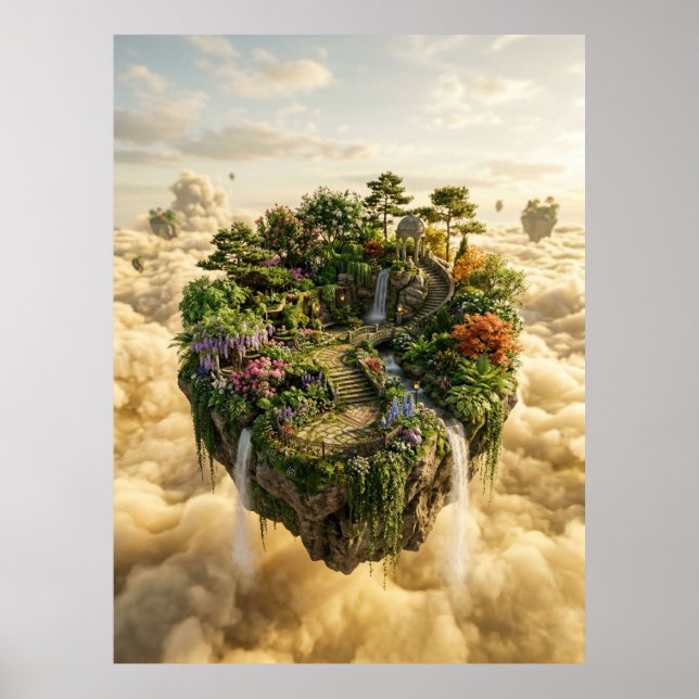 Isla de Jardín Flotante Fantasía Arte (Frente)