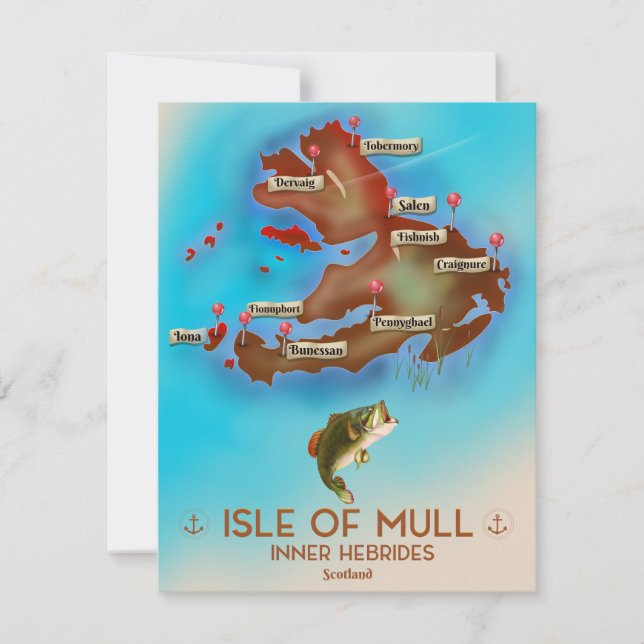 Isla de Mull Hébridas Interiores Escocia Mapa Anti (Anverso)