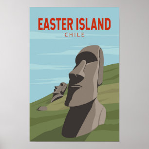 Isla de Pascua Chile Arte de Viaje Retro Vintage