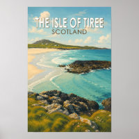Isla de Tiree Ilustración de arte de viaje Escocia