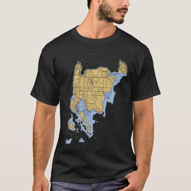 Isla de Washington, camiseta náutica de la carta (Anverso)